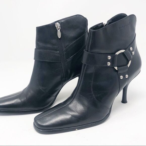 HARLEY DAVIDSON | Black Heeled Leather Boots Stirrup Strap Silver Buckle Size 7 - Picture 1 of 10